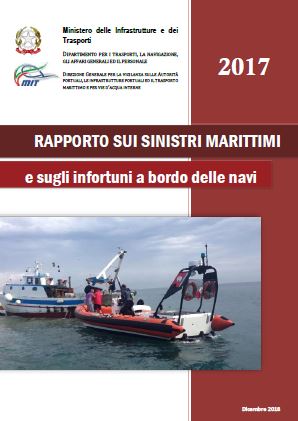 Copertina del Rapporto sui sinistri marittimi - Anno 2017