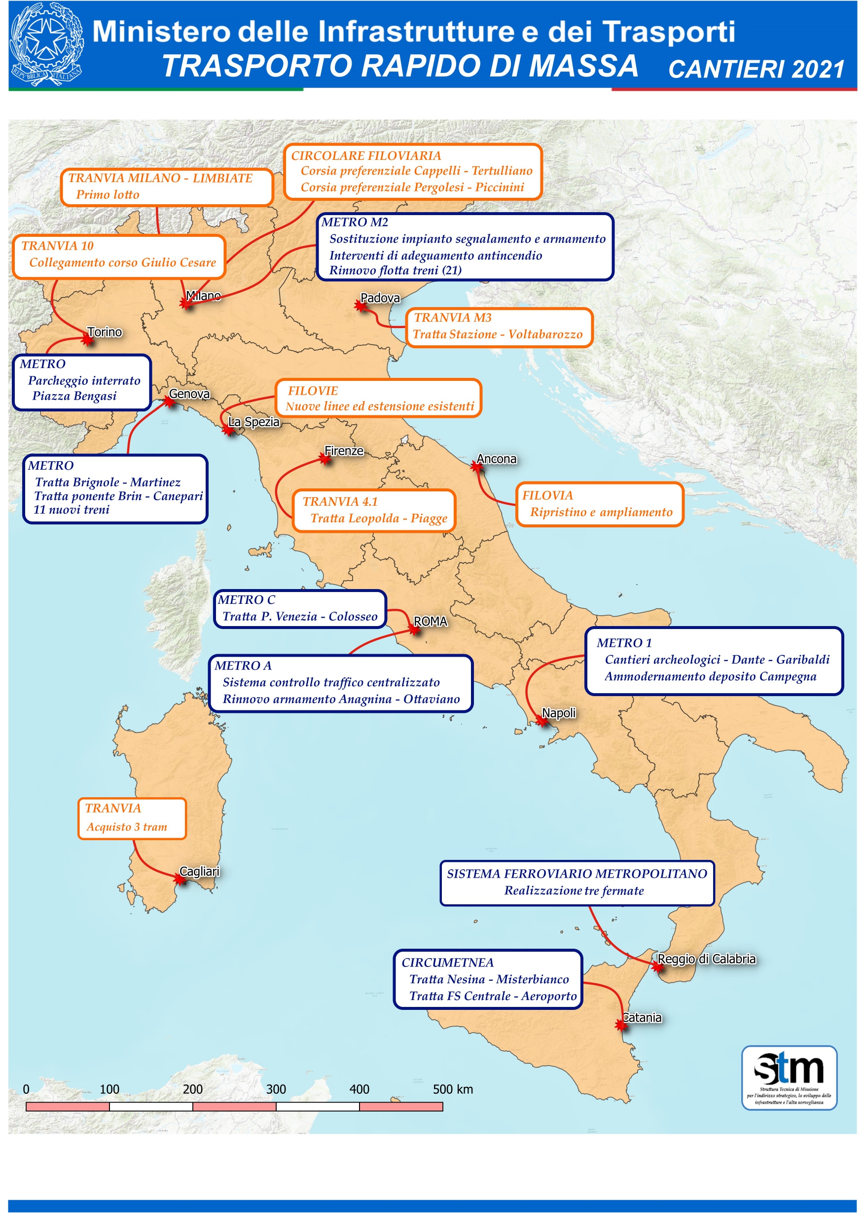 Trasporto rapido di massa - Cantieri 2021