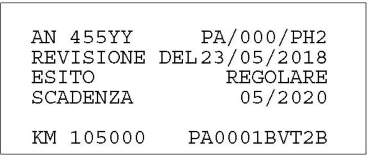 Facsimile della nuova etichetta che attesta la revisione