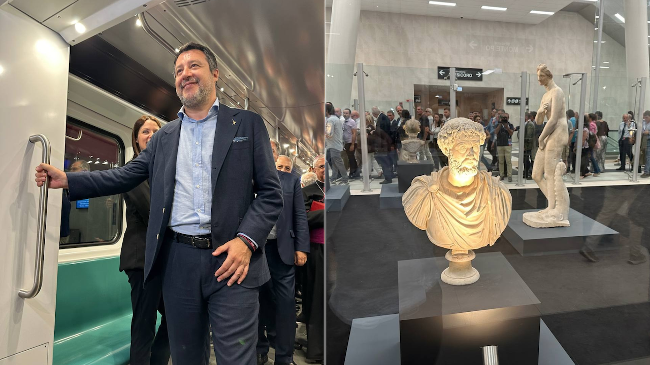 "Il ministro delle Infrastrutture e dei Trasporti Matteo Salvini, all'inaugurazione della la tratta Nesima-Monte Po"