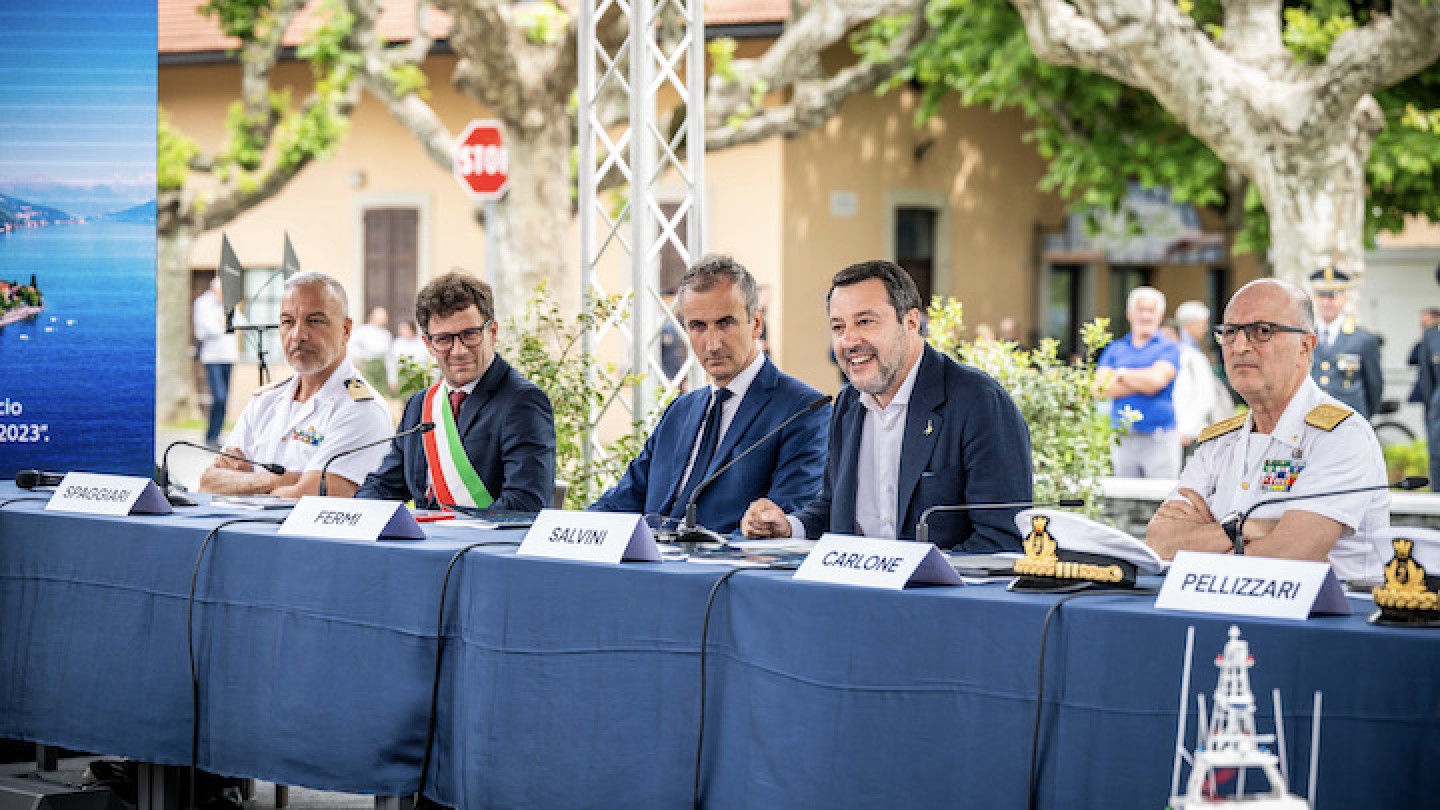 Il ministro Matteo Salvini Lago di Como