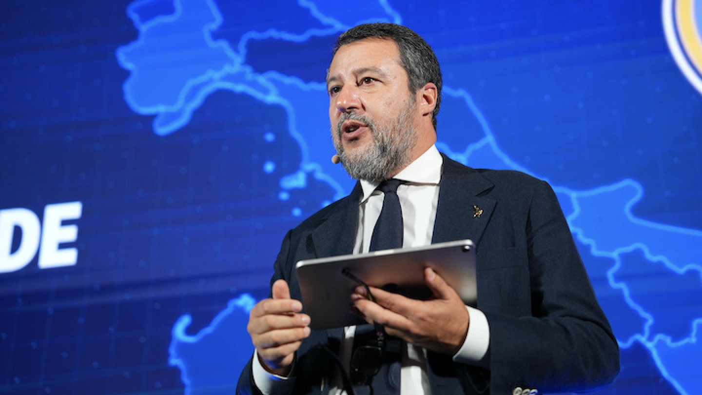 Il ministro delle Infrastrutture e dei Trasporti Matteo Salvini a Perugia