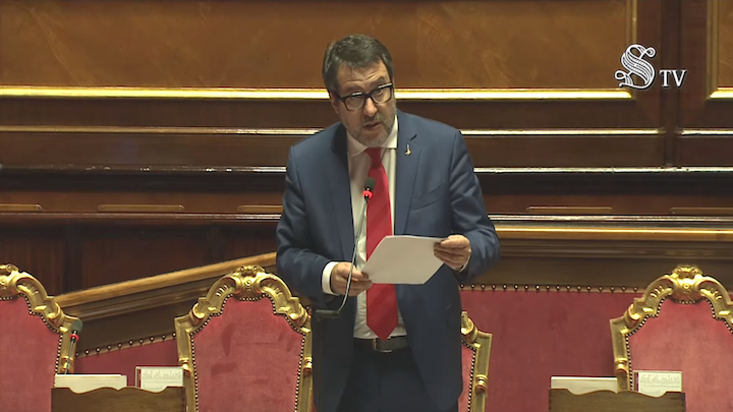 Il ministro Matteo Salvini al Senato della Repubblica al question time