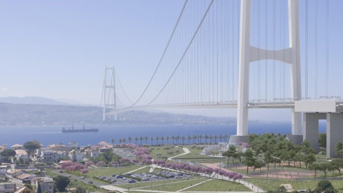 Immagine rendering Ponte sullo Stretto di Messina