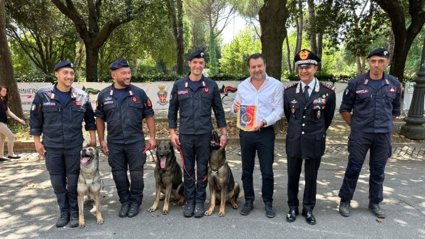 ministro Infrastrutture e Trasporti Matteo Salvini al Villaggio Arma Carabinieri Villa Borghese a Roma