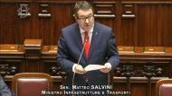 Il vicepresidente del Consiglio e ministro delle Infrastrutture e dei Trasporti Matteo Salvini, in aula alla Camera dei Deputati