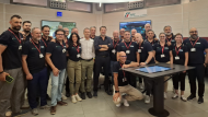 ministro Matteo Salvini alla sede RFI FS security a Roma con lo staff